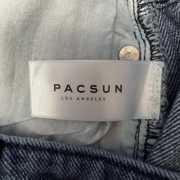 Vintage Pac Sun Blue Denim Jean Mini Skirt Distressed Cut-Off Frayed Hem Size 28 - Picture 3 of 11